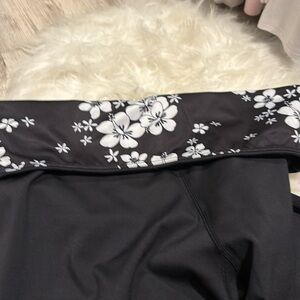 Frankie’s bikinis flare slit leg foldover floral yoga workout  pants XL